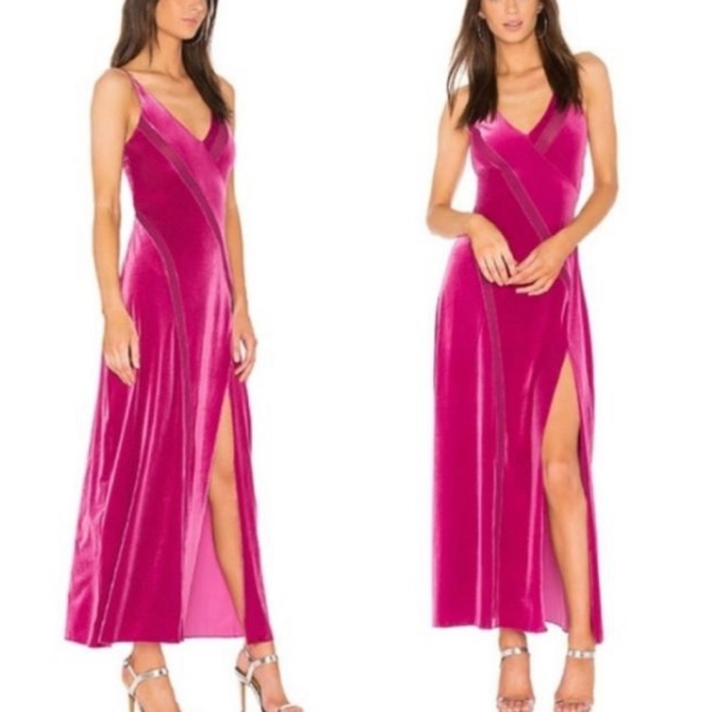 Free People Women’s Pink Spliced Velvet Maxi Formal Dress